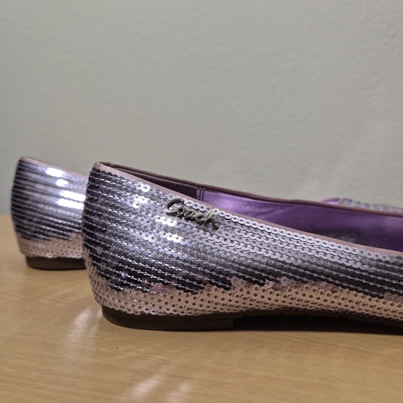 Coach Pink Purple Shimmer Sequin Balletcore Flats US 9.5 - Picture 2 of 5